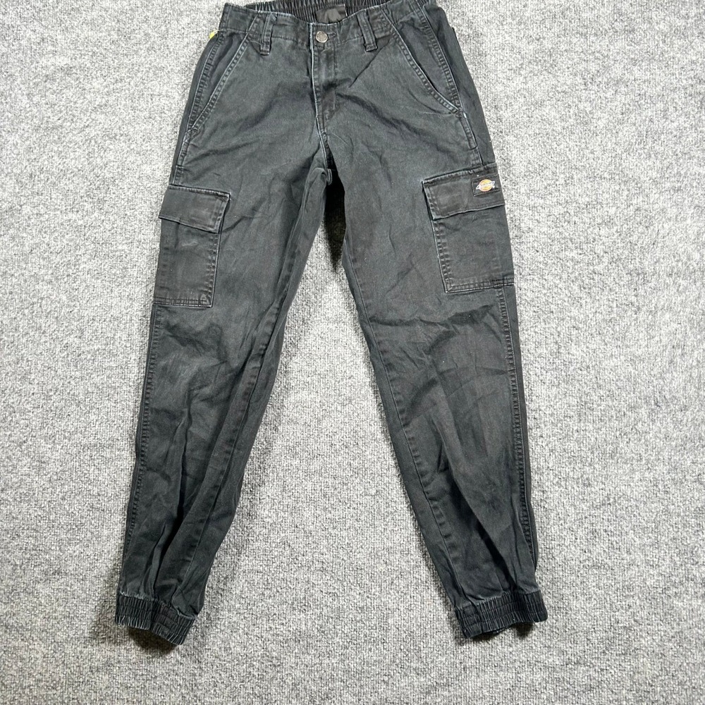 Dickies Cargo Jogger Pants Womens Size 25R Black Cotton Stretch Utility Pockets